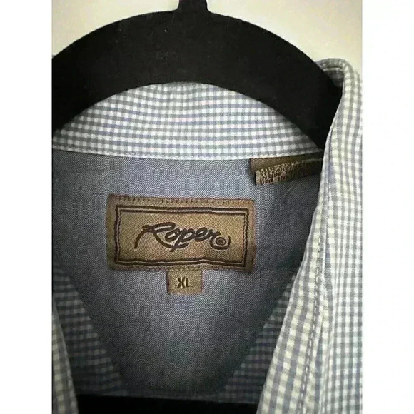 Roper Men's XL Western Shirt Long Sleeve Cowboy Workwear Blue Plaid Rodeo Casual - Picture 3 of 14